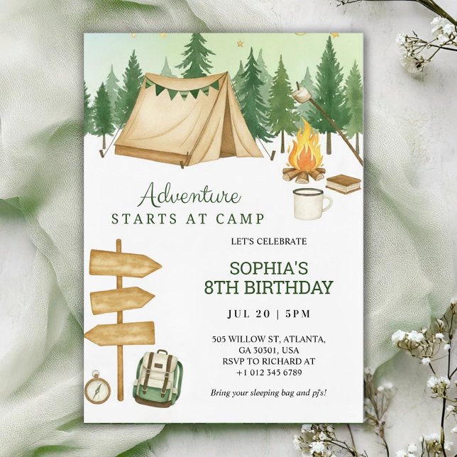 Eye catching birthday Invitation in camping vibe  Einladung (Von Creator hochgeladen)