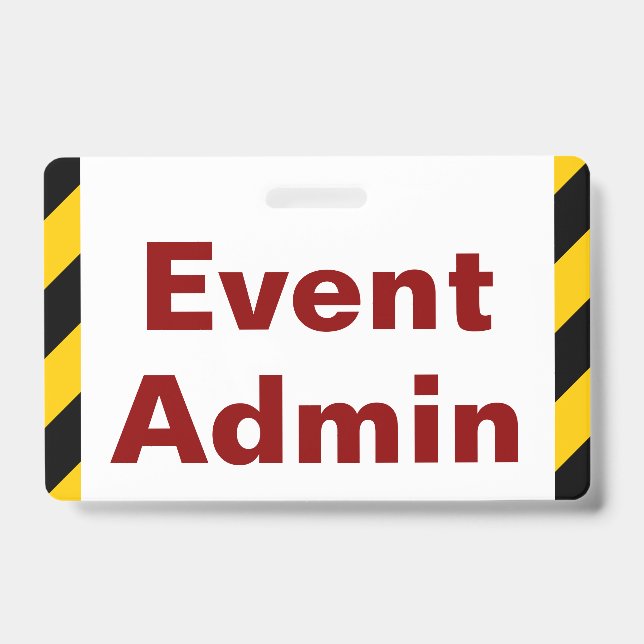 Eye-Catching "Event Admin" Abzeichen Ausweis (Vorderseite)