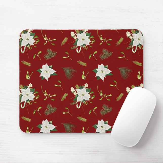 Eye Catching Floral Pattern Deep Red Mouse Pad Mousepad (Mit Mouse)
