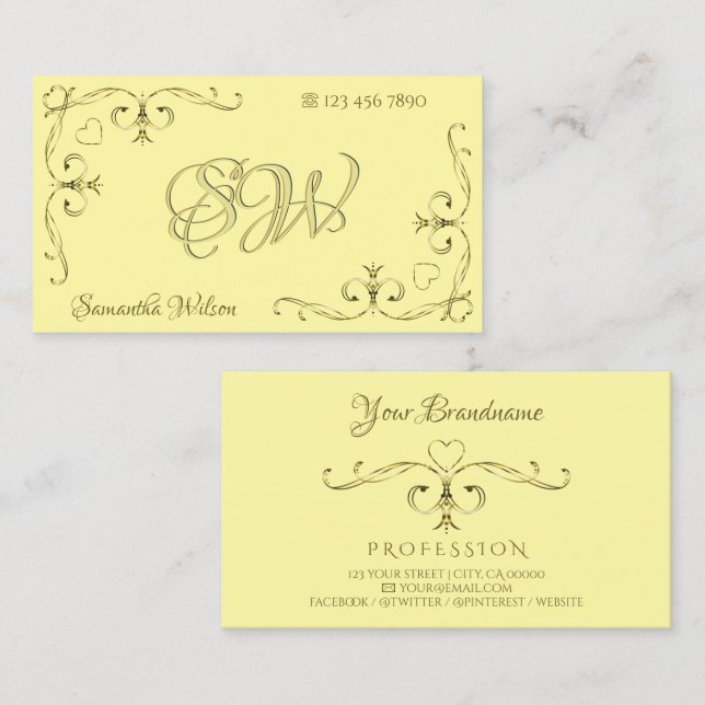 Eye Catching Gold Verziert Corners Initialen auf C Visitenkarte (Vorne/Hinten)