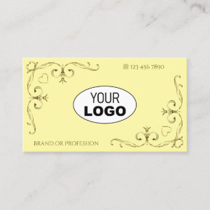 Eye Catching Gold Verziert Corners mit Logo Creme Visitenkarte
