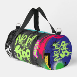 Eye catching spray paint street art colorful black duffle bag
