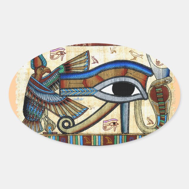 EYE DER HORUS Mystische Kunst-Sammlung Ägyptens Ovaler Aufkleber (Vorderseite)