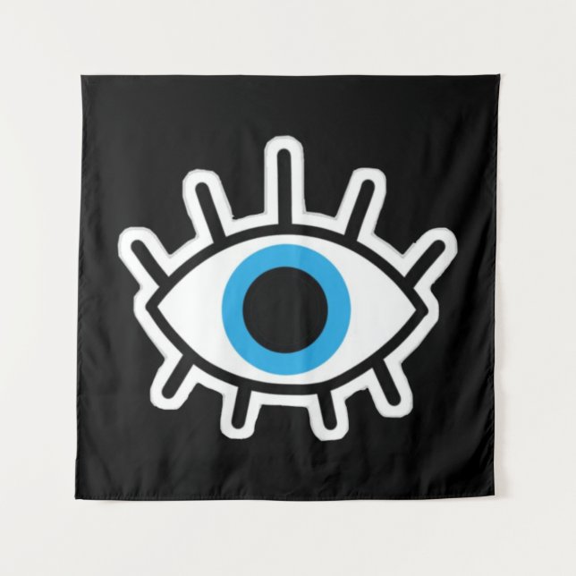Eye Design Schwarzer Hintergrund Wandteppich (Vorderseite)