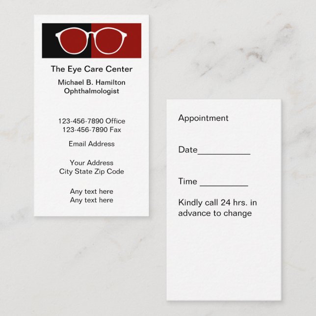 Eye Doctor Medical Termin Budget Businesscard Visitenkarte (Vorne/Hinten)