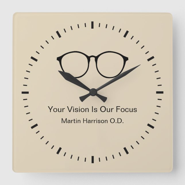 Eye Doctor Office Warte Zimmeruhren Quadratische Wanduhr (Vorderseite)