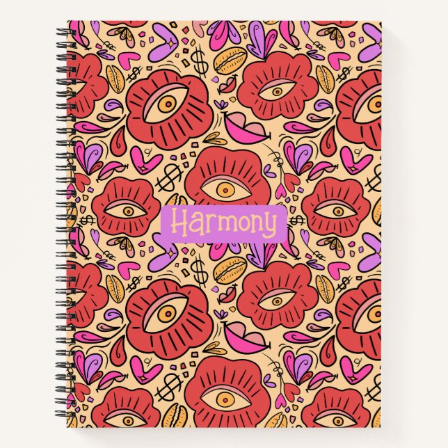 Eye Doodle Manifest Spiral Notebook Notizbuch (Vorderseite)