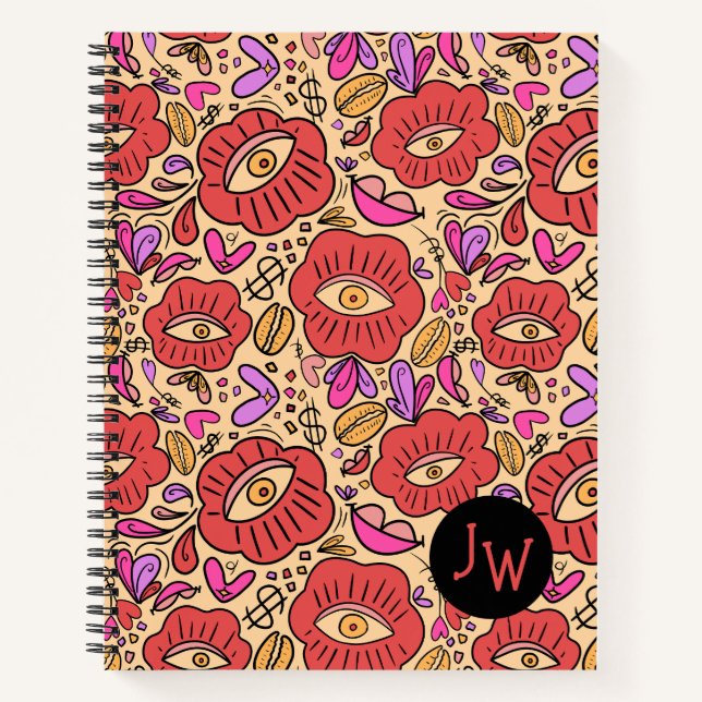 Eye Doodle Spiral Notebook Notizbuch (Vorderseite)