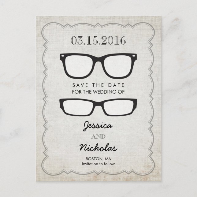 Eye Glasses Save the Date Postkarte (Vorderseite)
