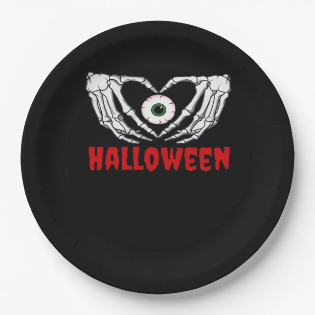 Eye Halloween - Skeleton Hands Herz Pappteller (Vorderseite)