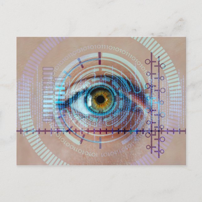 Eye Iris biometrische Sci-Fi Futuristic Tech Postkarte (Vorderseite)