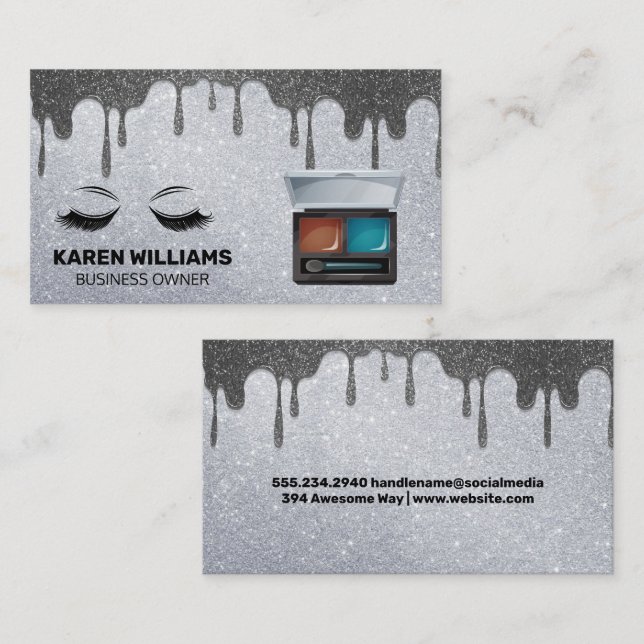 Eye Lash Glitzer | Makeup-Kit | GLITZER TROPFEN Visitenkarte (Vorne/Hinten)