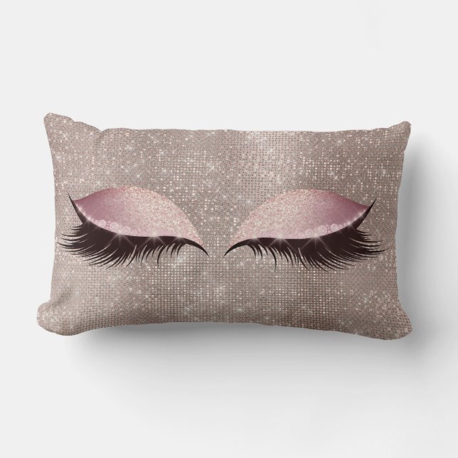 Eye Lashes Glitzer Black Glam MakeUp Blush Sequin Lendenkissen (Vorderseite)