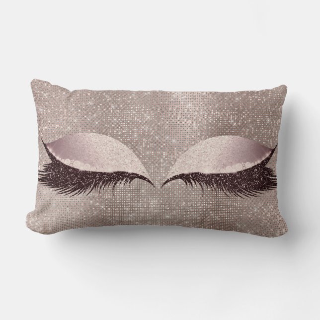 Eye Lashes Glitzer Sleep Glam MakeUp Blush Sequin Lendenkissen (Vorderseite)