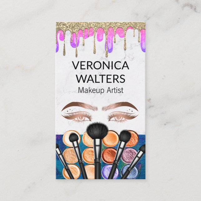 Eye Lashes | Glitzer Tropfen Makeup Beauty Visitenkarte (Vorderseite)