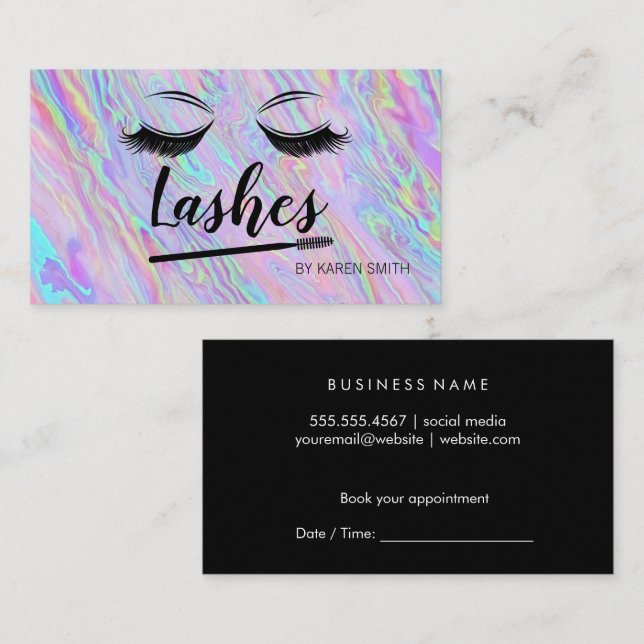 Eye Lashes | Zusammensetzung | Irisierend Terminkarte (Vorne/Hinten)
