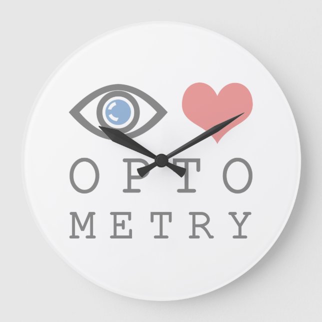 Eye Love Heart Optometry - Optometrist Eye Chart Große Wanduhr (Vorderseite)
