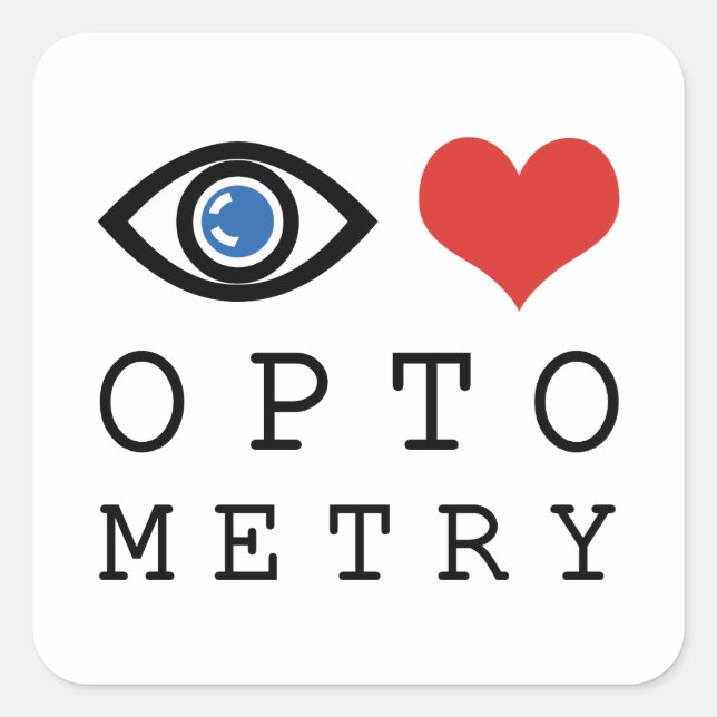 Eye Love Heart Optometry - Optometrist Eye Chart Quadratischer Aufkleber (Vorderseite)