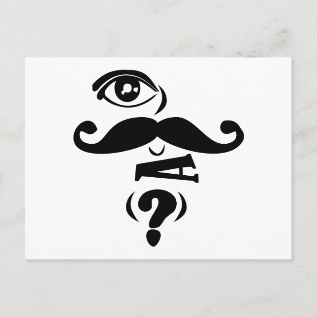Eye Mustache U a Frage Postkarte (Vorderseite)
