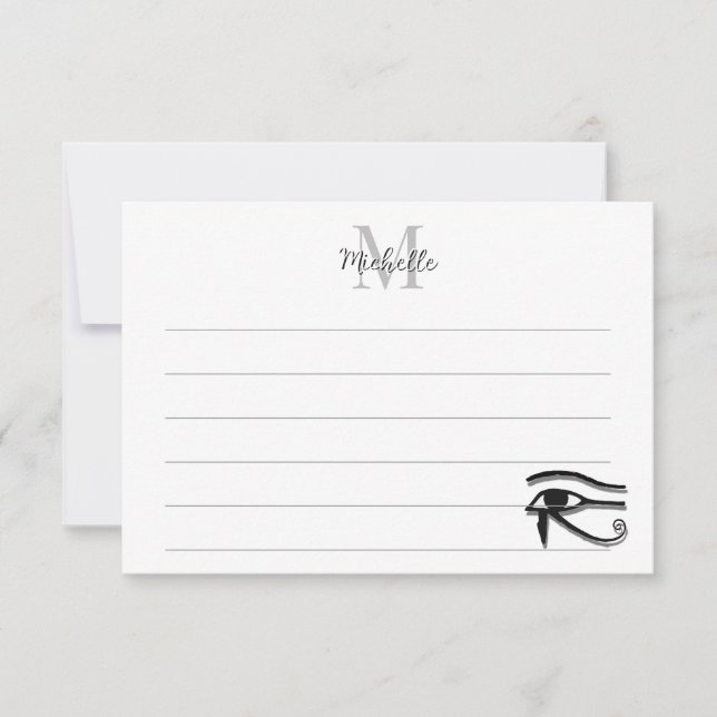 Eye Of Horus Egyptian Symbol Custom Lined Monogram Mitteilungskarte (Vorderseite)