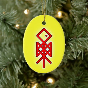 Eye of Odin Viking Bindrune Yule Ceramic Ornament