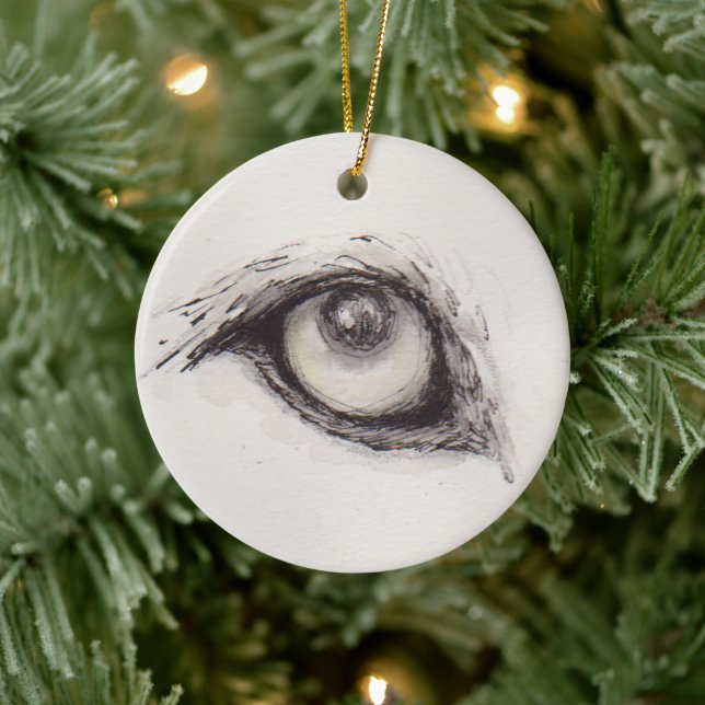 Eye of the Wolf – Gaze Collection Ceramic Ornament (Baum)