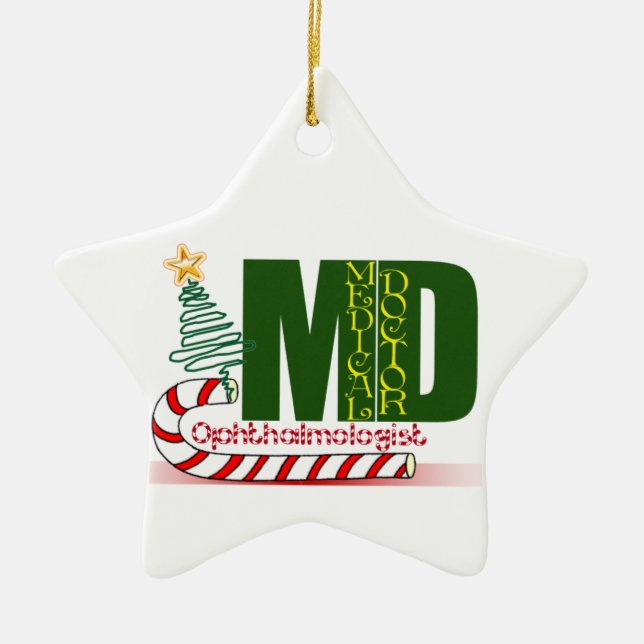 Eye OPTHAMOLOGIST MERRY CHRISTMAS MD-ARZT Keramik Ornament (Vorne)