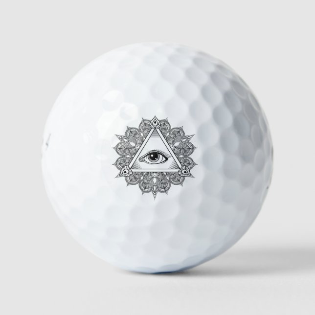 Eye Pyramid Symbol Doodle Golfball (Vorderseite)