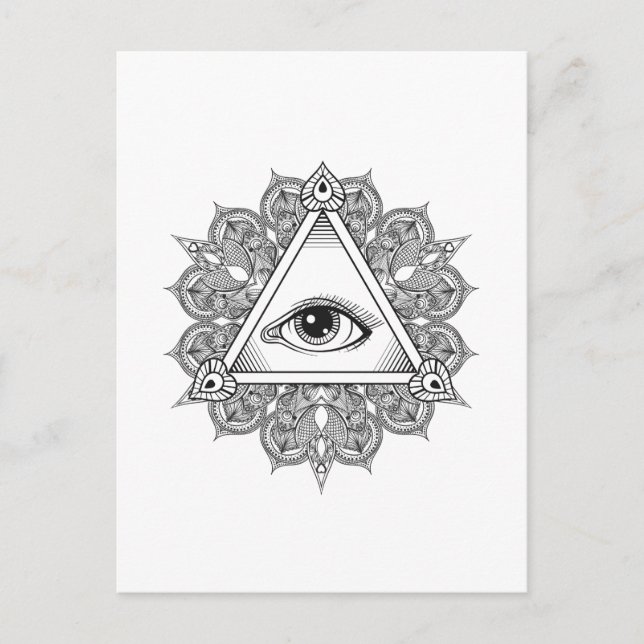 Eye Pyramid Symbol Doodle Postkarte (Vorderseite)