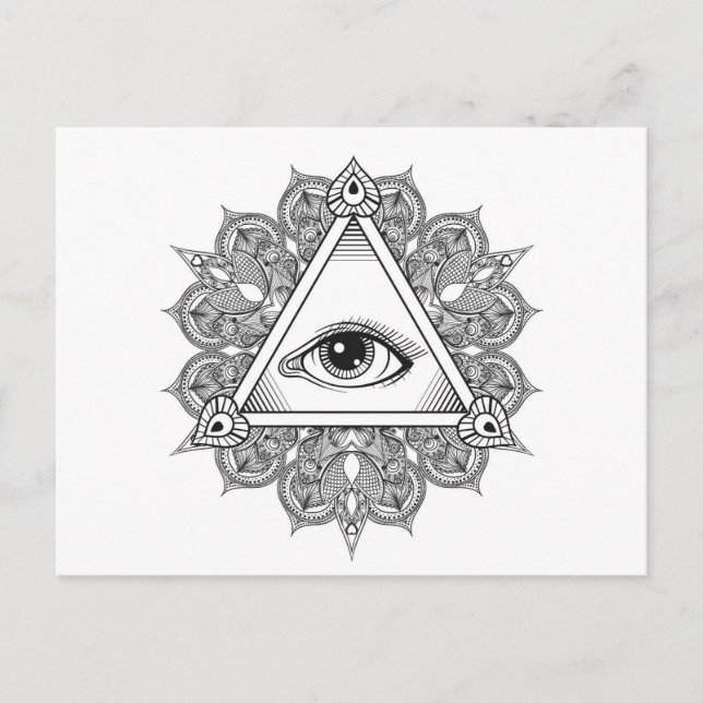 Eye Pyramid Symbol Doodle Postkarte (Vorderseite)