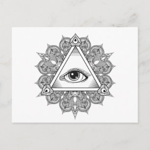 Eye Pyramid Symbol Doodle Postkarte
