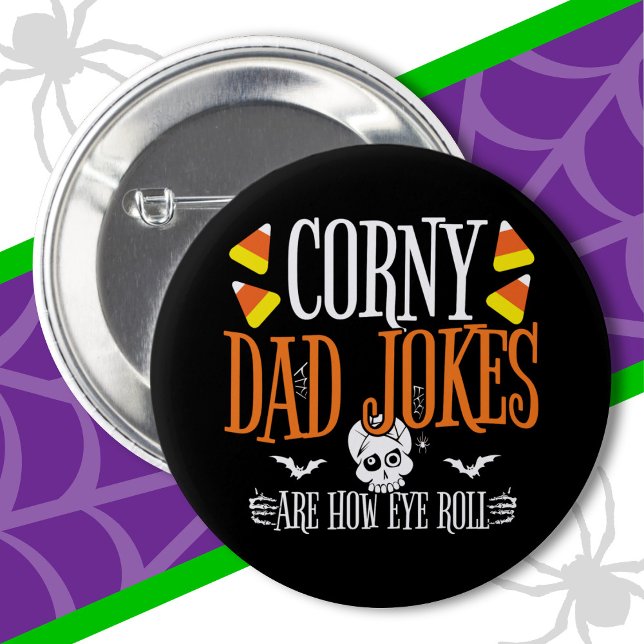 Eye Roll Joke Halloween Corny Vater Jokes Hallowee Button (Von Creator hochgeladen)