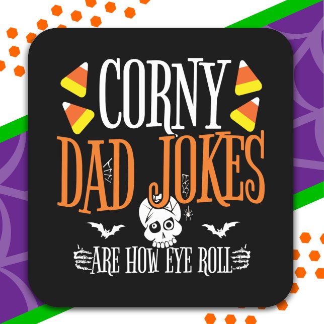 Eye Roll Joke Halloween Corny Vater Jokes Hallowee Quadratischer Aufkleber (Von Creator hochgeladen)