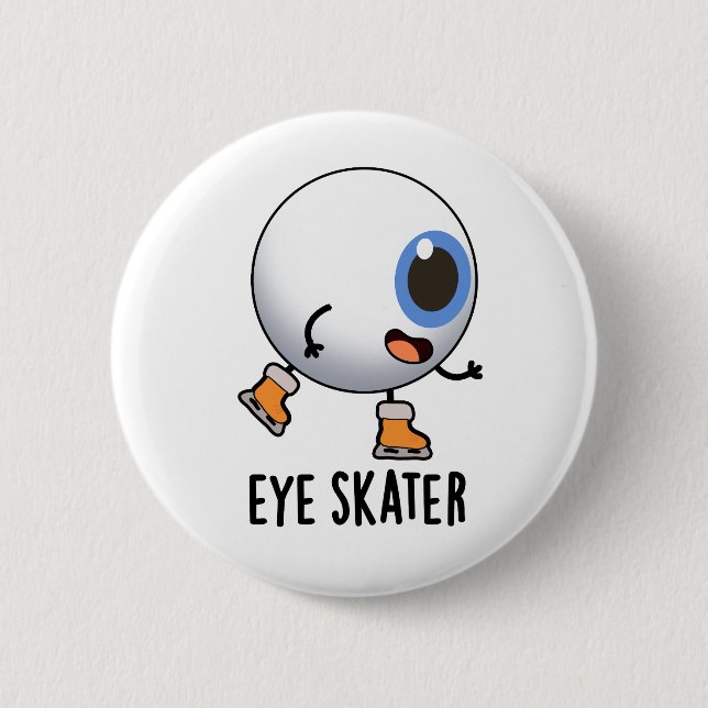 Eye Skater Funny Ice Skaten Puff Button (Vorderseite)