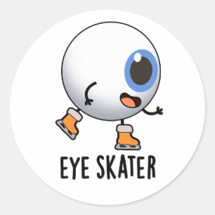 Eye Skater Funny Ice Skaten Puff Runder Aufkleber