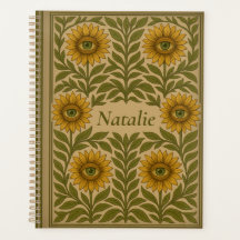 Eye Sonnenblume Vintage Blumen Custom Name Planer