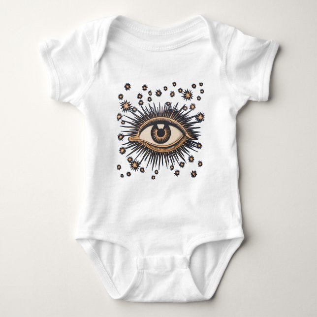 Eye Stars Moon Celestial Nouveau Baby Strampler (Vorderseite)