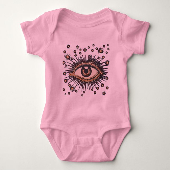 Eye Stars Moon Celestial Nouveau Baby Strampler (Vorderseite)