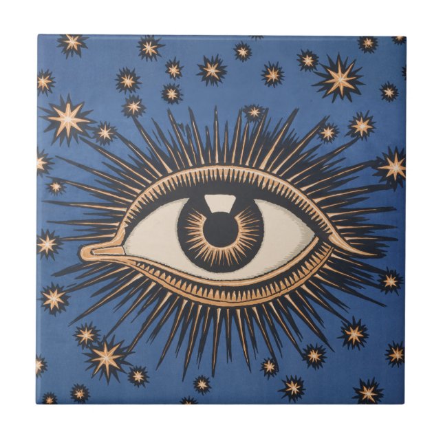 Eye Stars Moon Celestial Nouveau Fliese (Vorderseite)