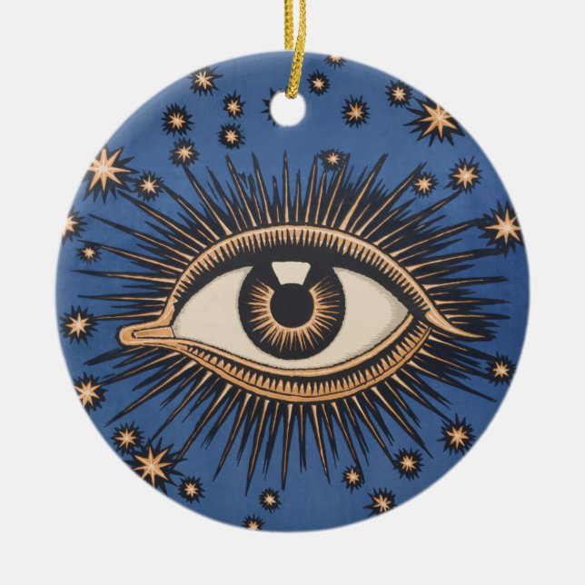 Eye Stars Moon Celestial Nouveau Keramik Ornament (Vorne)