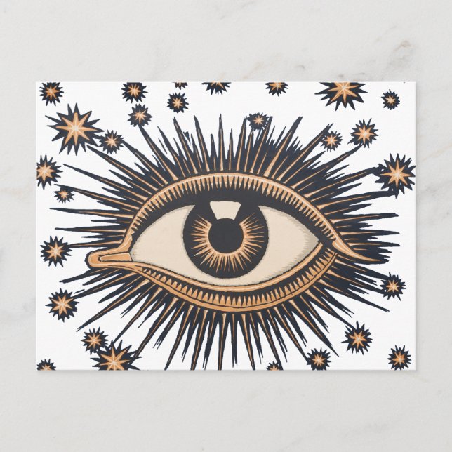 Eye Stars Moon Celestial Nouveau Postkarte (Vorderseite)