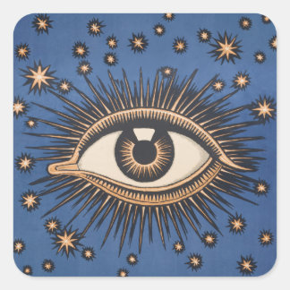 Eye Stars Moon Celestial Nouveau Quadratischer Aufkleber