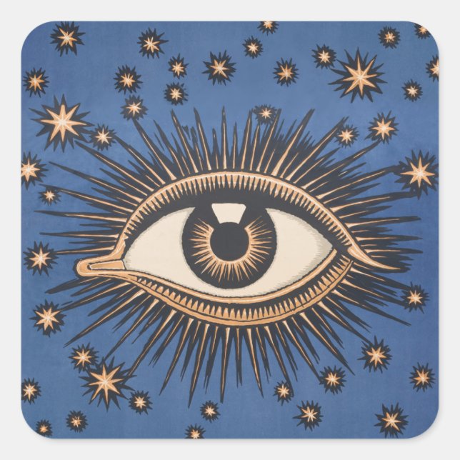 Eye Stars Moon Celestial Nouveau Quadratischer Aufkleber (Vorderseite)