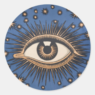 Eye Stars Moon Celestial Nouveau Runder Aufkleber
