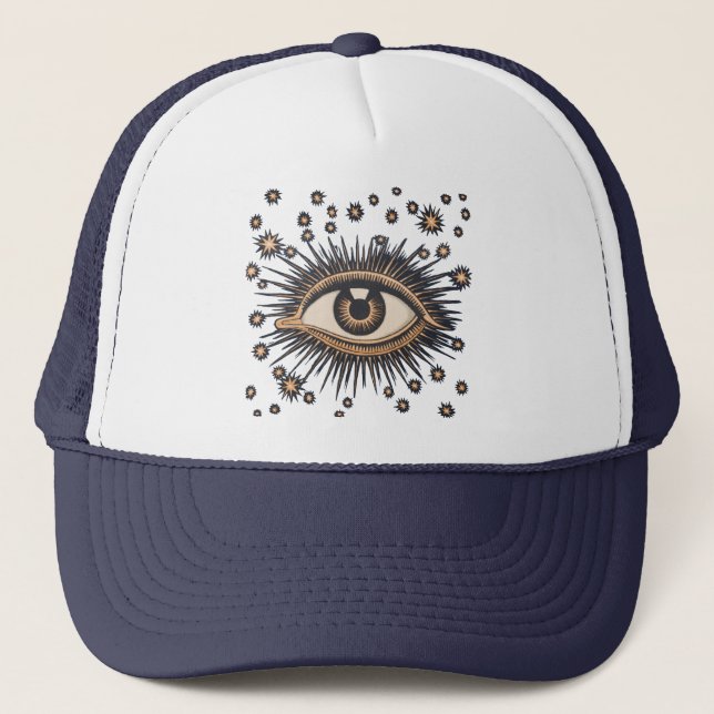 Eye Stars Moon Celestial Nouveau Truckerkappe (Vorderseite)