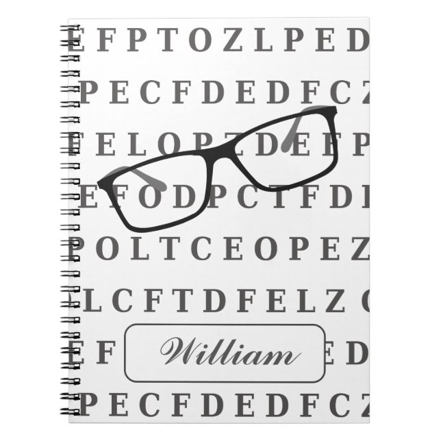 Eye Test Chart and Specs Personalised Optician Notizblock (Vorderseite)