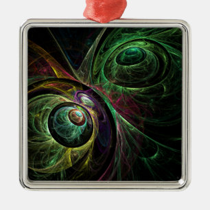Eye to Eye Abstract Art Square Silbernes Ornament