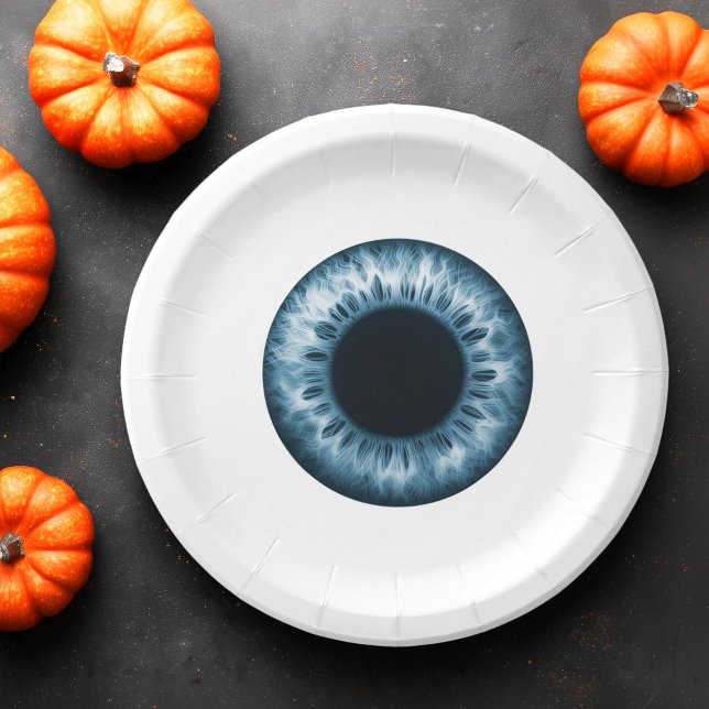 Eyeball Blue Iris auge lustiger Pranke Witz Hallow Pappteller (Eyeball blue iris eye funny prank joke Halloween Paper Plates)