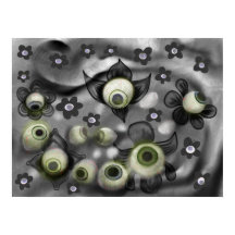 Eyeball Ghosts Creepy Gothic Halloween Art