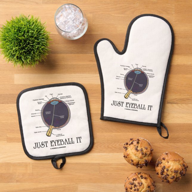 Eyeball It Human Eye Anatomy Geek Rat Ofenhandschuh & Topflappen-Set (Oben Unten)